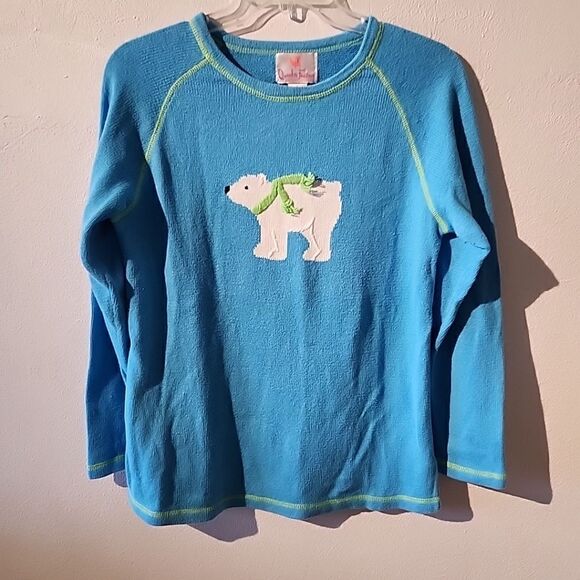 Quacker Factory Polar Bear Christmas Winter Blue Sweater M MEDIUM - Picture 1 of 4